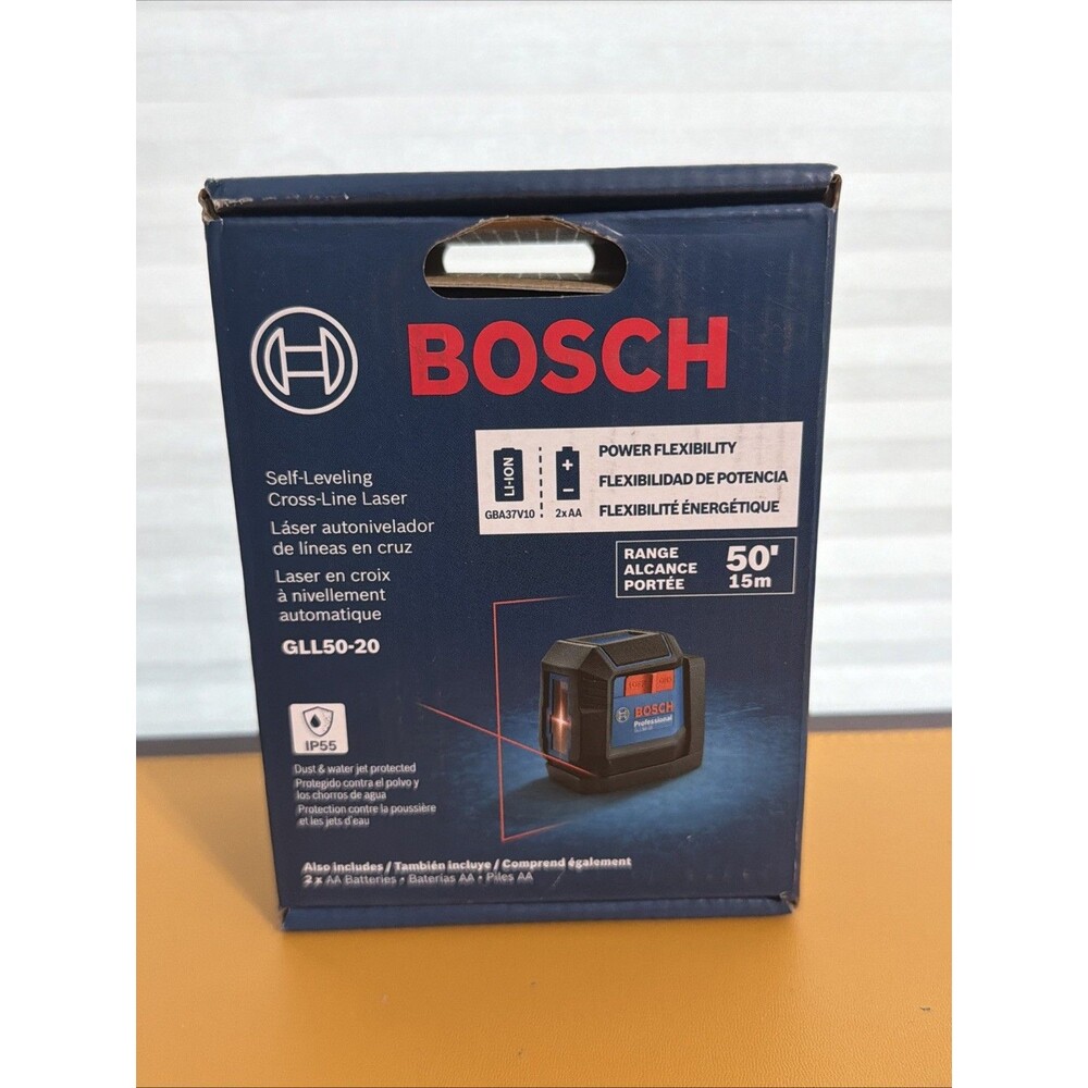 New Bosch GLL50-20 50ft Self-Leveling Cross-Line Laser Level IP55 Red Beam